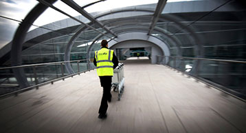 T2 walkway with Dublin Airport staff