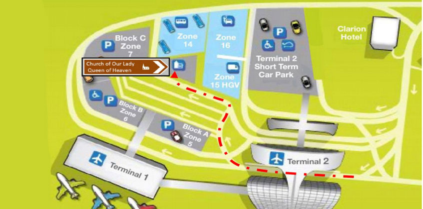 Dublin airport church driving directions map