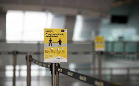 Social distancing signage at Dublin Airport