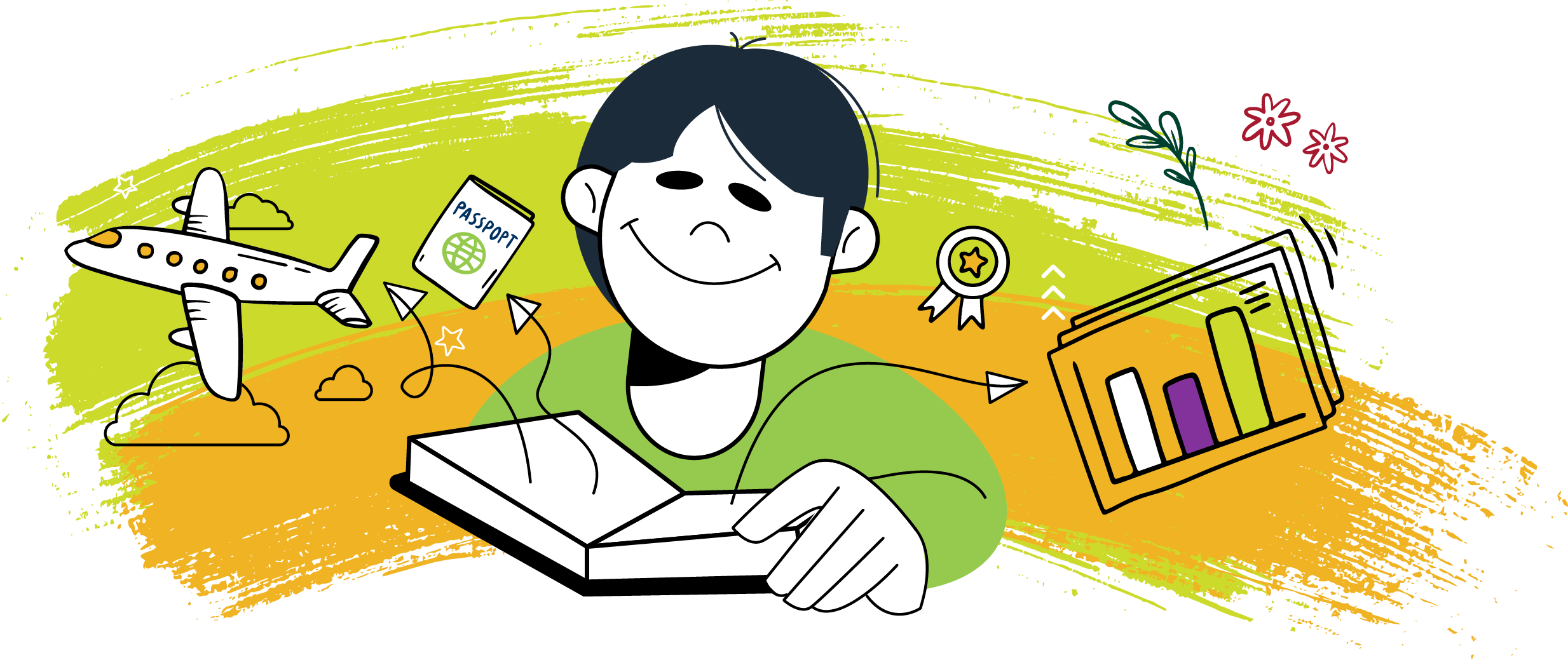 Community Fund 2024 Awardees Image of boy reading book with Elevate '25 logo above