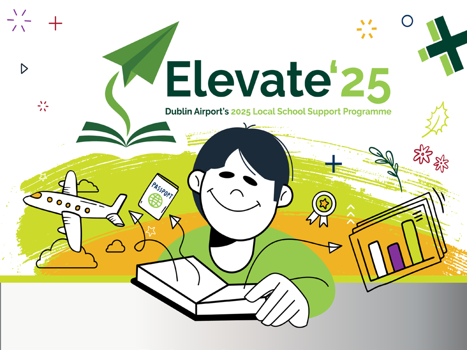 Image of boy reading book with Elevate '25 logo above