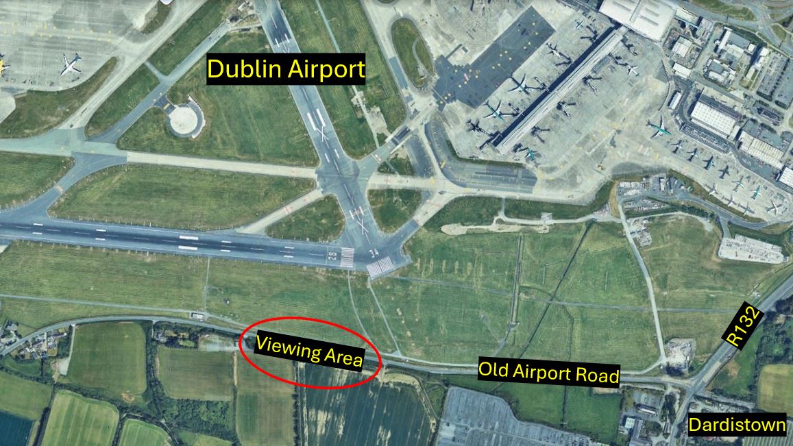 Viewing Area Closure Map showing Dublin Airport with viewing area to the south highlighted.