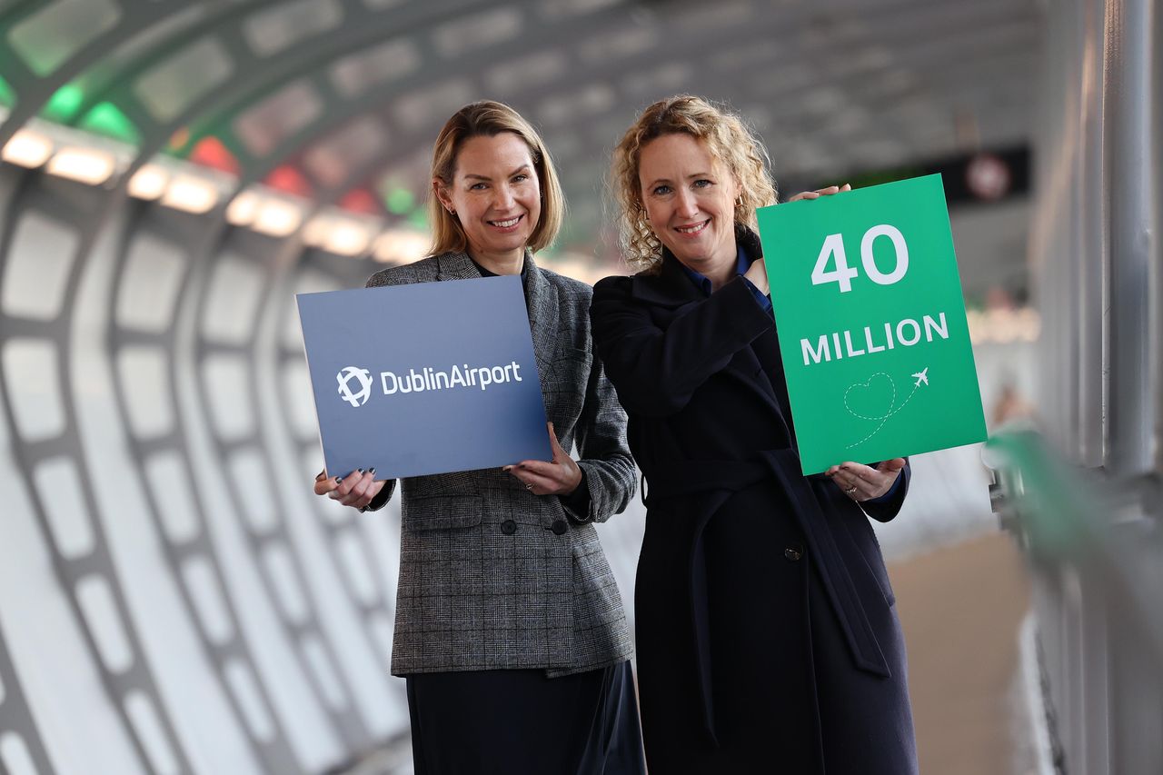 Jane Roche, daa Head of Planning and Vicky Bow, daa Head of Strategy Infrastructure Jane has blonde curly hair and is wearing a dark coat, Vicky has straight blonde hair and is wearing a check jacket