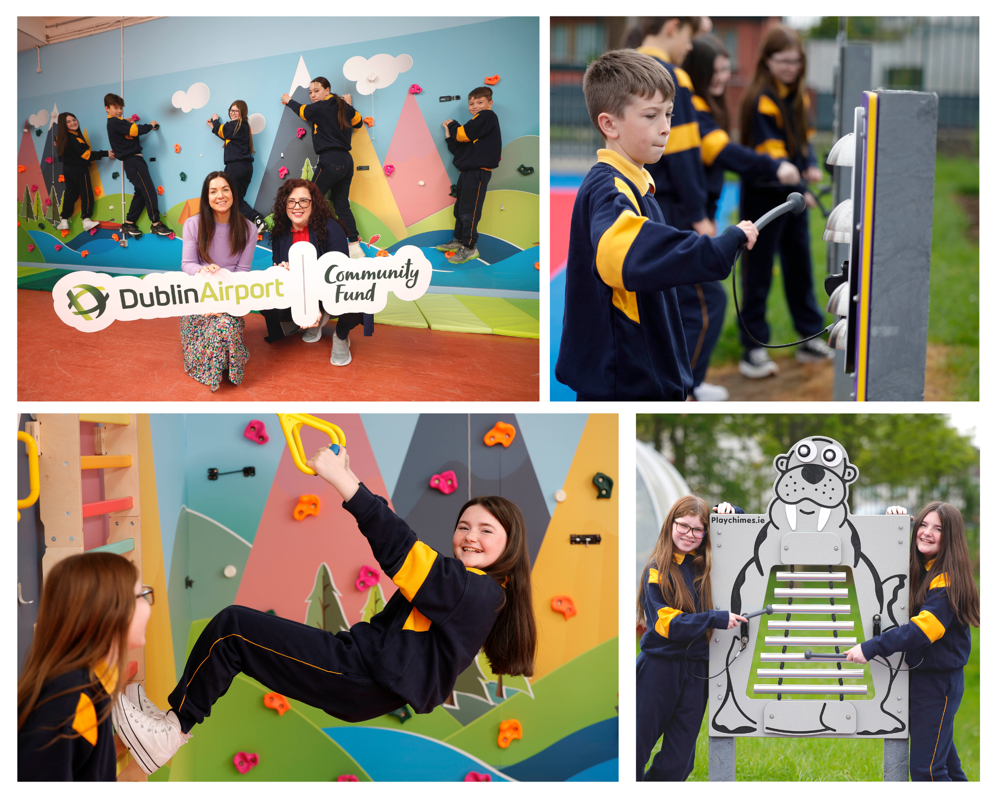 Photos of the Climbing Wall and the Musical Garden at Mary Queen of Ireland National School