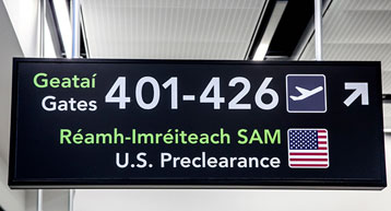 Travelling to USA Preclearance Gates Sign