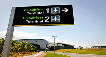 Terminal 1 and 2 directional sign Terminal 1 and 2 directional sign