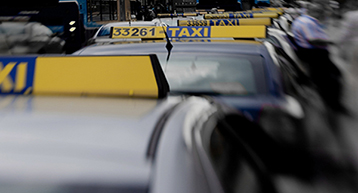 Taxi parked outside Dublin Airport 