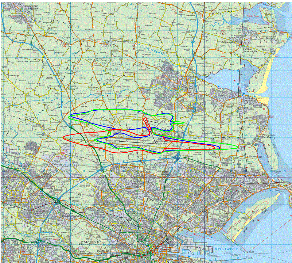 Image of the map, displaying the projected 2022 63dB LAeq, 16-hours contour