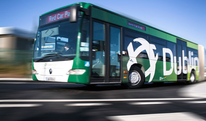 Moving shot dublin airport car park shuttle bus