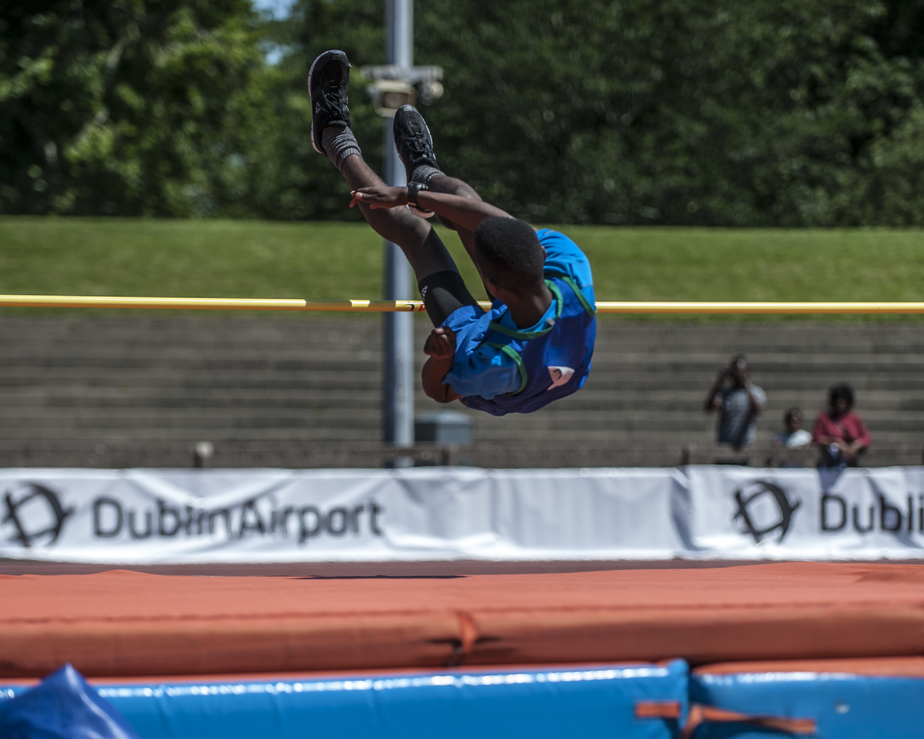 An athlete competing in the high jump in the Dublin Community Games